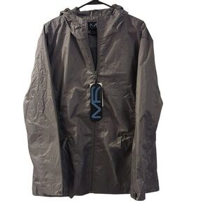 Mark Russo Men Grey M Windbreaker Zip Up Hooded Jacket Lightweight Gorpcore NWT